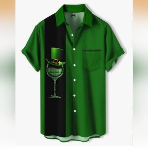 Green St. Patrick's Day Shirt with Hat and Glass Design Size XL NWOT
